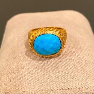 Rivka Friedman 18K Gold Clad Faceted Magnesite East-West Oval Ring, size…